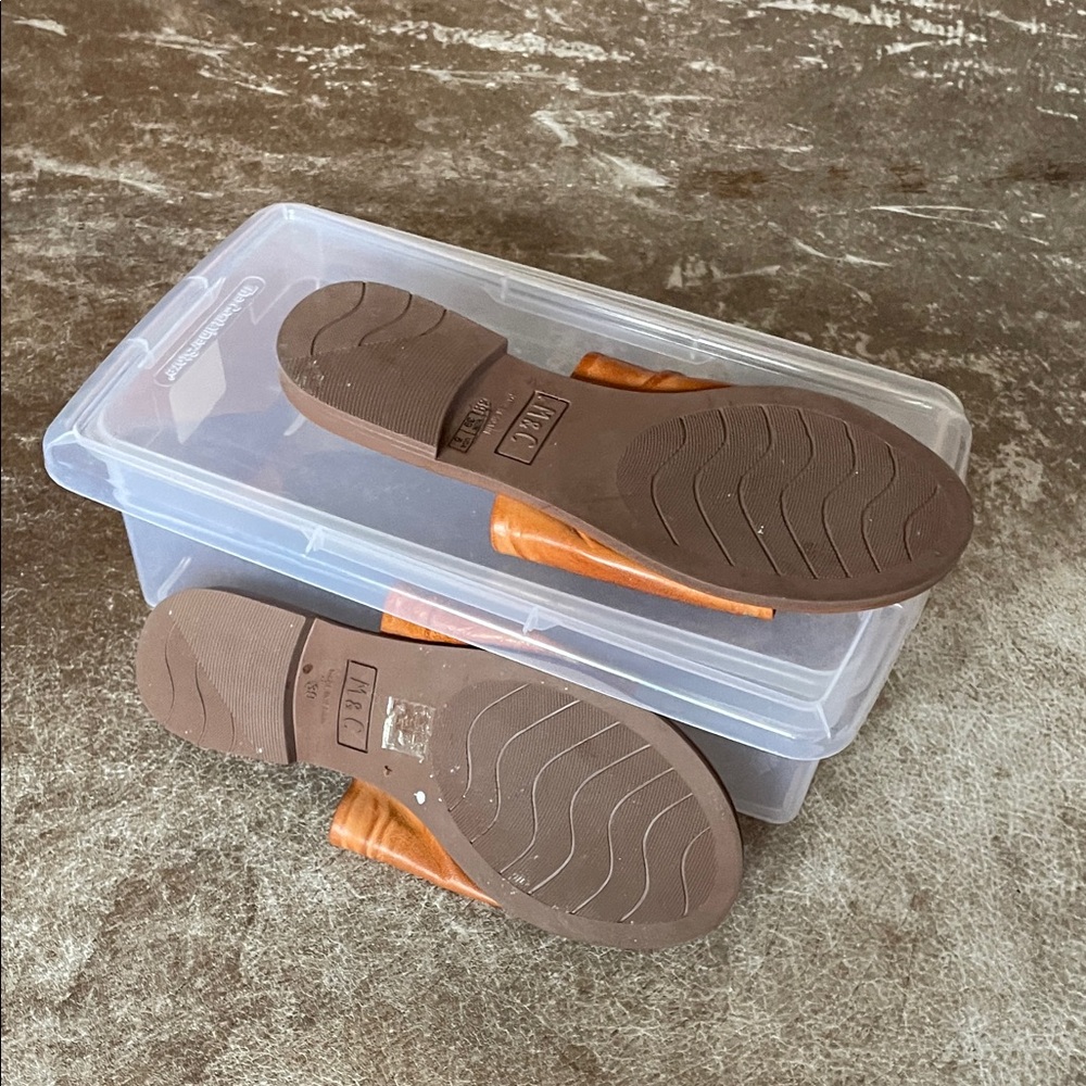 Mussed & Cloud made in Spain Brown Leather Slide Sandals - Picture 4 of 7